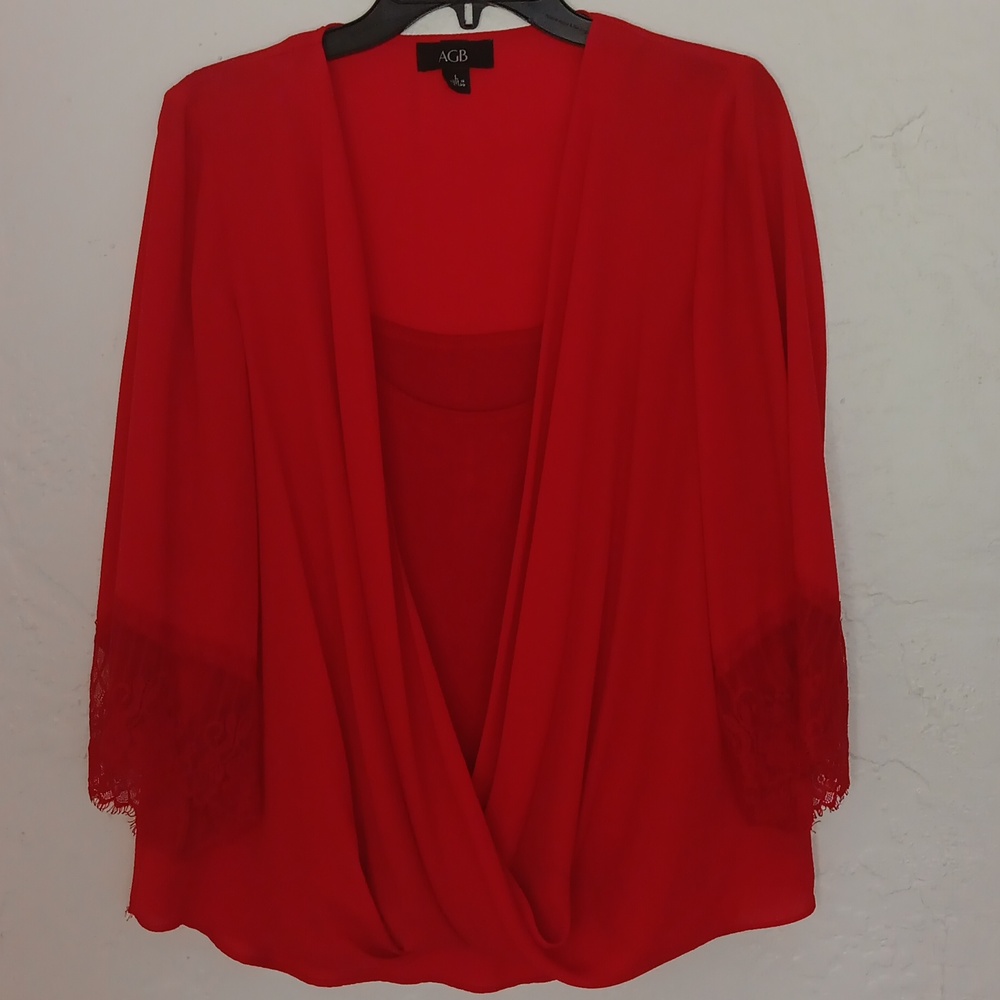 AGB Red Two-Piece Blouse